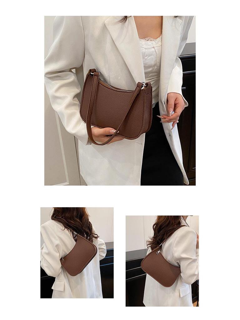 Damenmode Strukturierte Umhängetasche mit Litschi-Muster - Stilvolle, hochwertige Schulterhandtasche