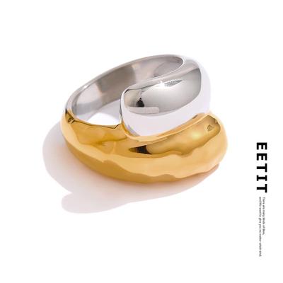 Edelstahlring für Damen, geometrischer Metall-Fingerring