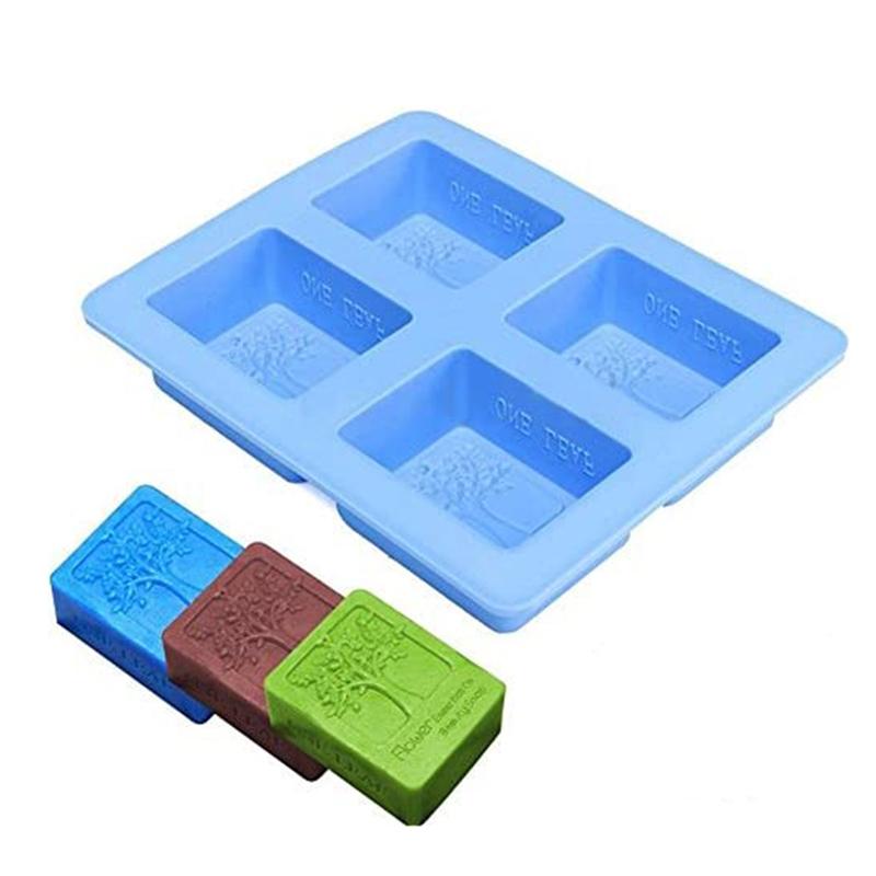 Rectangle Life Tree Silicone Soap Mold Flower Happiness DIY Craft Art Cake Baking Mould For Handmade Candle Wax Melts Bath Bomb
