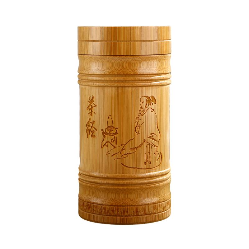 Chinese Style Bamboo Tea Storage Box Hand Carved Tea Canister Lid Seal Kitchen Storage Jars Accessories Spice Box Case Organizer