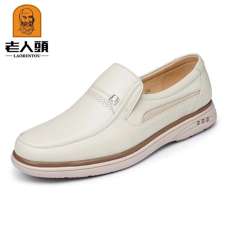 

Old man head leather shoes men s cowhide business casual shoes one pedal soft cowhide flat bottom Korean version office derby shoes 8216 38