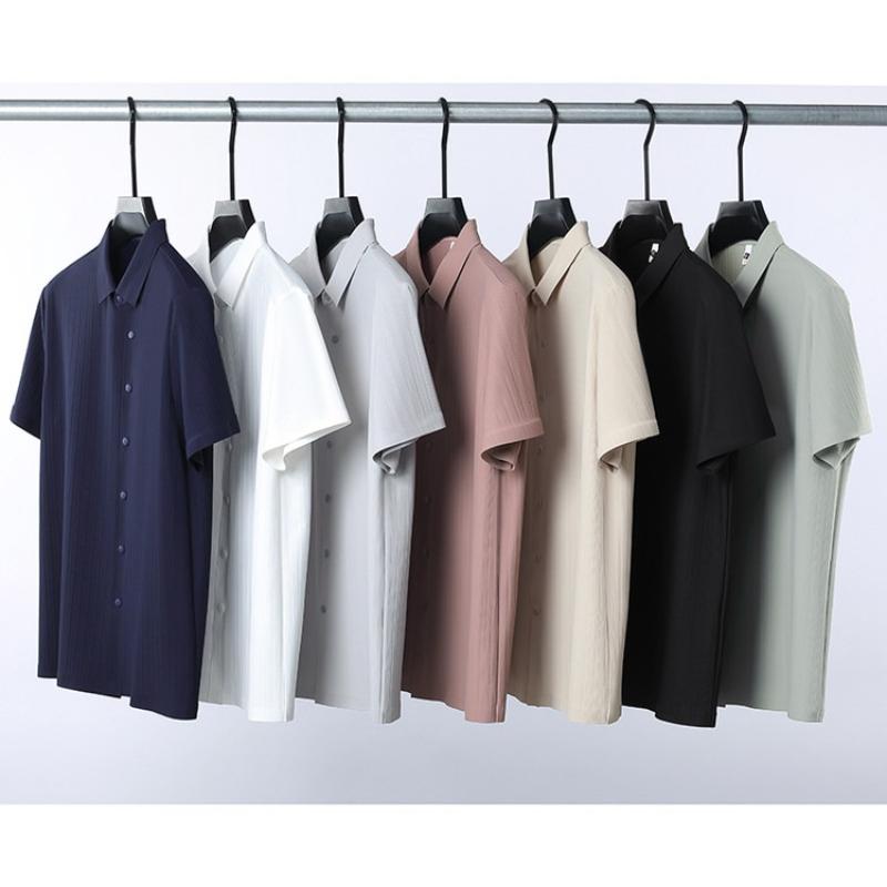 Men's Premium UV Protection Polo Shirt - Vertical Stripe Textured Design, Stretch Polyamide-Spandex Fabric High Quality Shirt