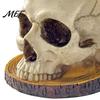 Gothic Home Decor Halloween Retro Skull Planter, Spooky Human Head Flower Pot, Skeleton Holder Candy Bowl Decoration for Tabletop Bar Office