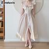 New Spring Dresses for Women, Sweet Style A-Line Long Dress with Ruffles