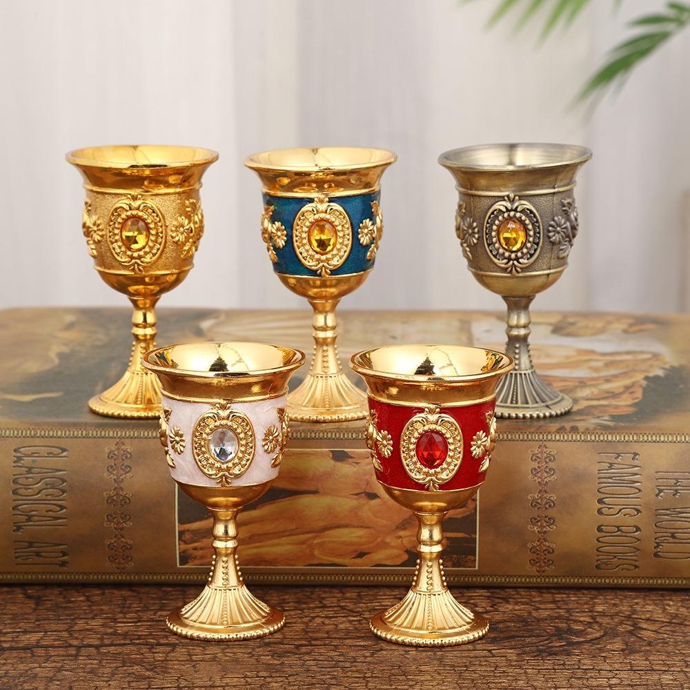 Zinc Zinc Zinc Alloy Spirits Cup Vintage Small Drinking Cup Elegant Medieval Rose Embossed Goblet  Gift
