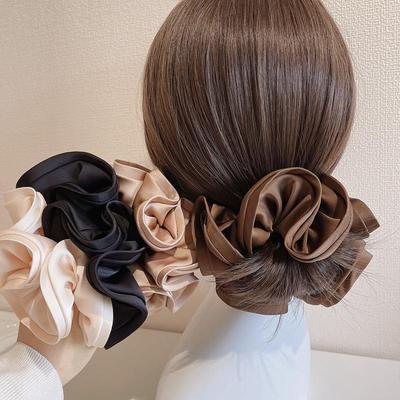 Elegante elastico per capelli in raso di design francese con bordo picot