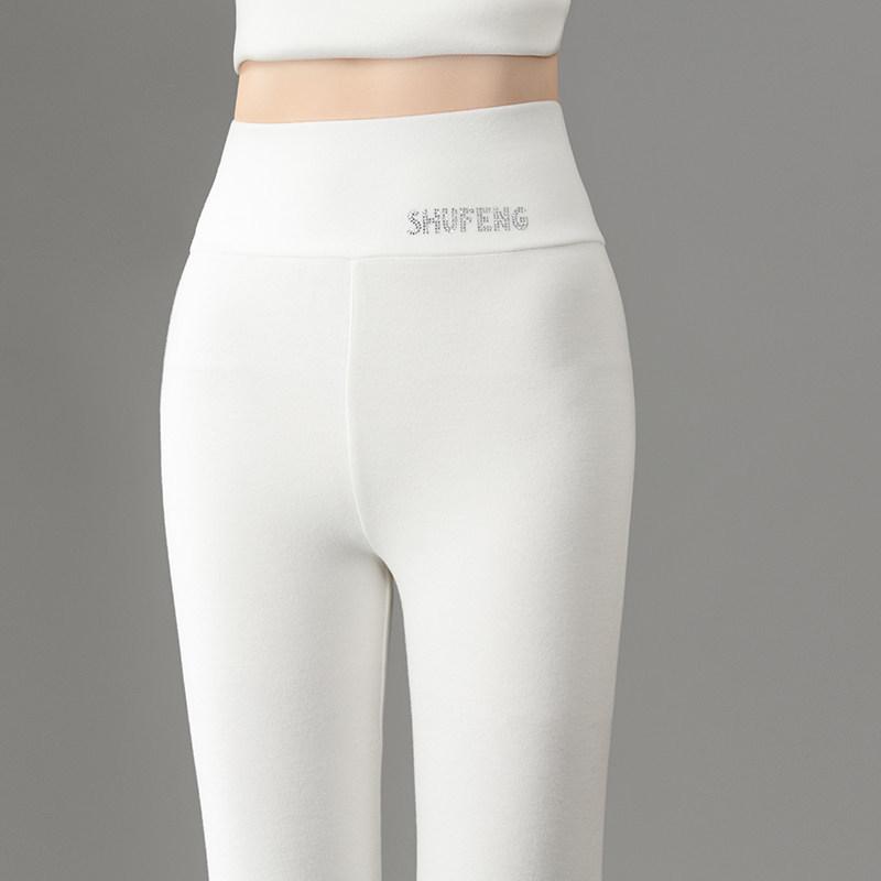 Women's High Waist Thermal Base Layer Pants & Top Set - Imitation Cashmere, Elastic, Plus Velvet Warmth for Autumn/Winter.