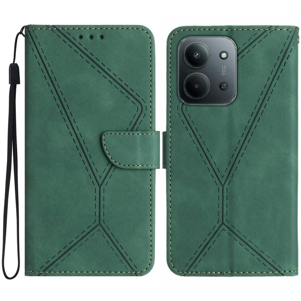 Per Xiaomi Redmi 15C 5G (Unione Europea) (173mm)/15C 4G (Unione Europea) (173mm) Custodia Skin Touch Linee Impresse Ecopelle PU Cover a Libro per Telefono