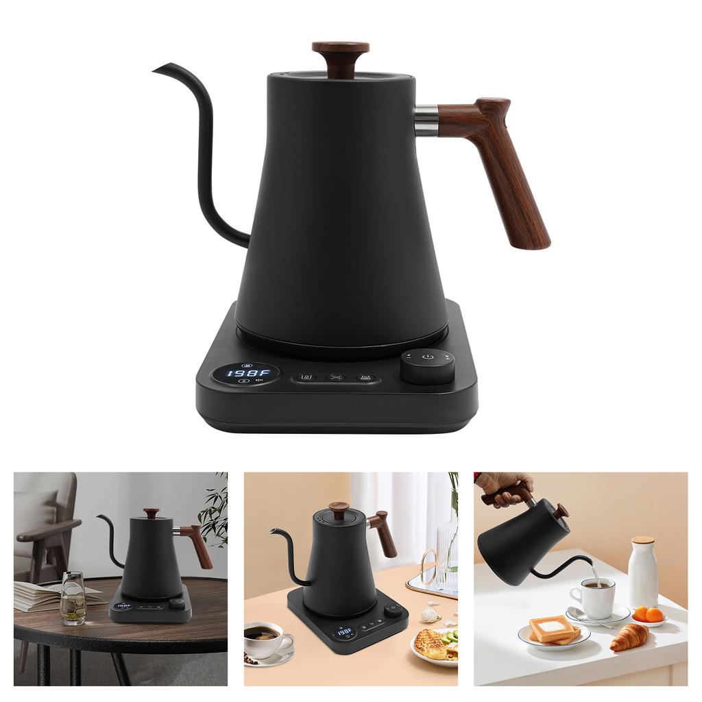 0.9 L Stainless Steel Electric Gooseneck Kettle,110V Black/ White 1200W Electric Kettle Tabletop 28*20.5*22cm for Home,Offices