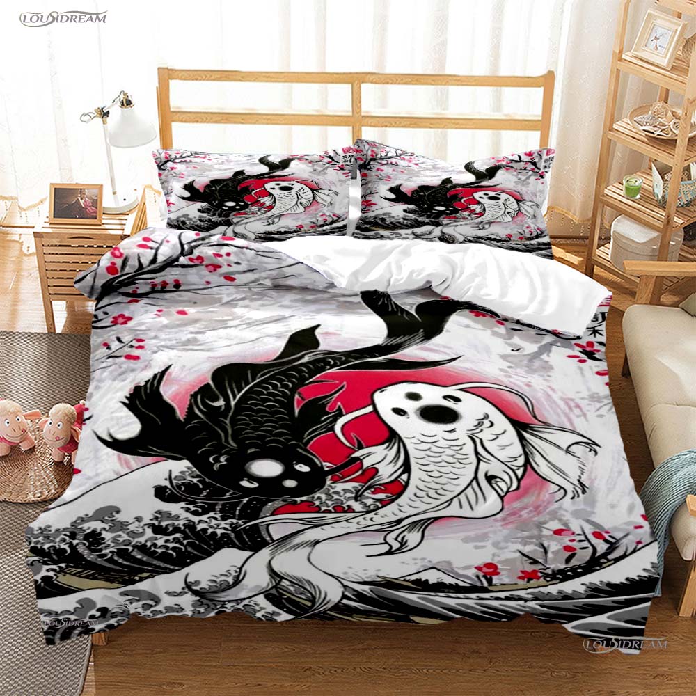 Comforter Yin Yang Koi Fish Casal All Season Duvet Luxury Bedding Set Soft And S Teen Single/Double/Queen/King