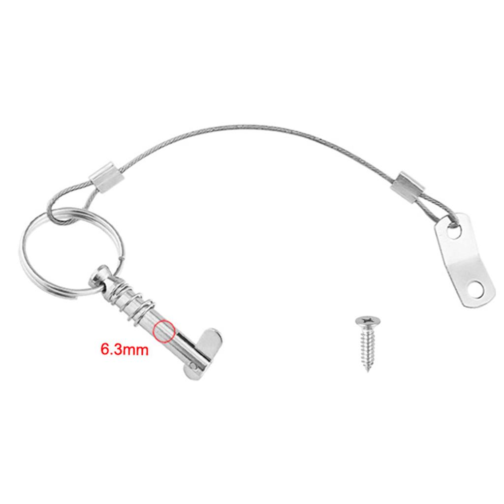 6.3mm Quick Release Pin with Lanyard for Boat Bimini Top Deck Hinge 316 Stainless Marine Hardware with Drop Cam Spring