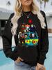European & American Women's Halloween Crew Neck Pullover - Casual Fall/Winter Long Sleeve Sweatshirt