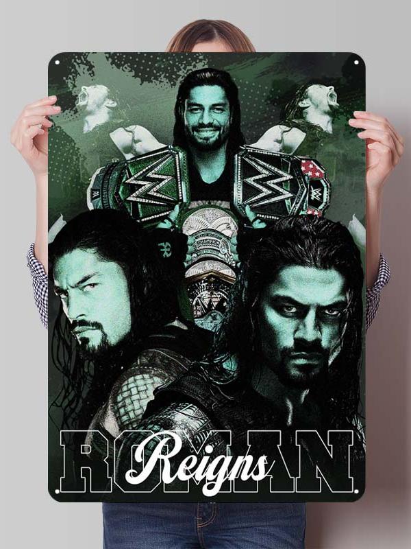 Roman Reigns Metallschilder Wrestler Poster Dekoration Schlafzimmer Anpassbare Blechschilder für Man Cave Wandkunst Dekoration Retro Zimmer