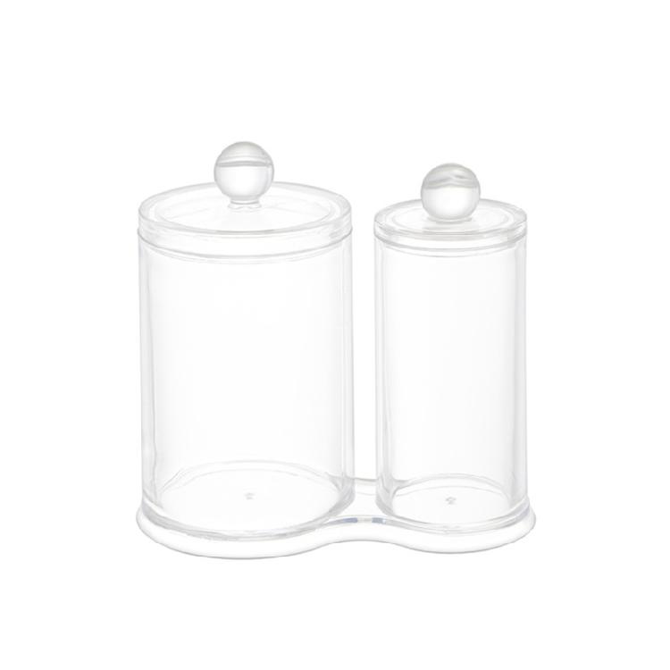

Modern Bathroom Counter Organizers Clear Jars Qtip Holder Dispenser For Qtips Hair Ties Cosmetics And Small Items 1