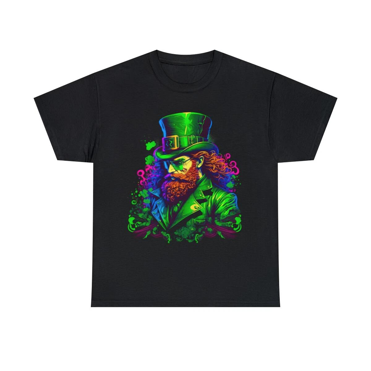 Leprechaun St. Patrick s Day Retro Abstract Graphic Tee Shirt, S-5XL 3XL