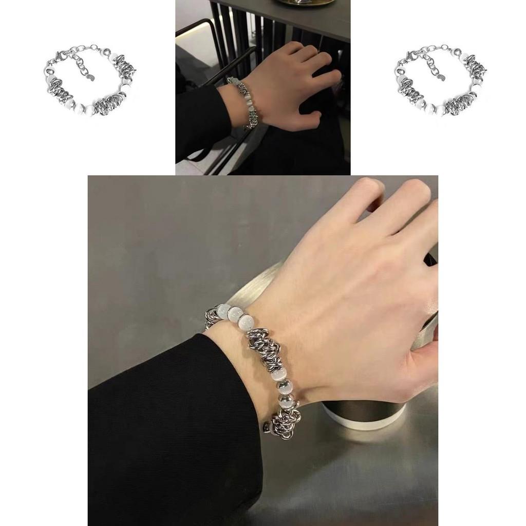 Delicate Cat Eye Stone Titanium Steel Bracelet Geometric Design Light Luxury Gift