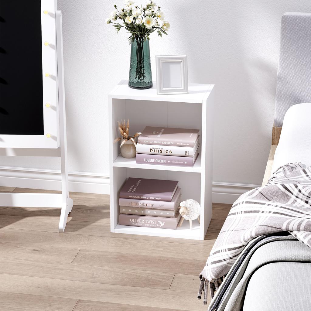 Libreria Bassa in Legno, Mobile Multiuso Design Moderno Bianco con Ripiano Regolabile 40x24x61cm