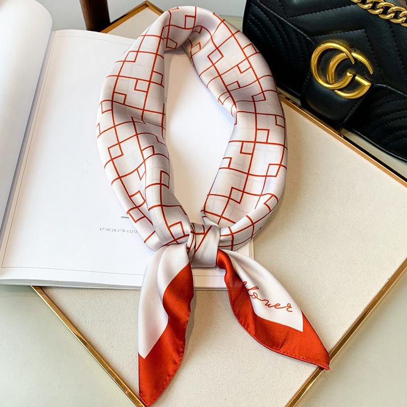Luxury Silk Scarf for Women Hijab Bandana Fashion 70*70cm Square Scarves Handkerchief Design Shawl Wraps Echarpe Foulard