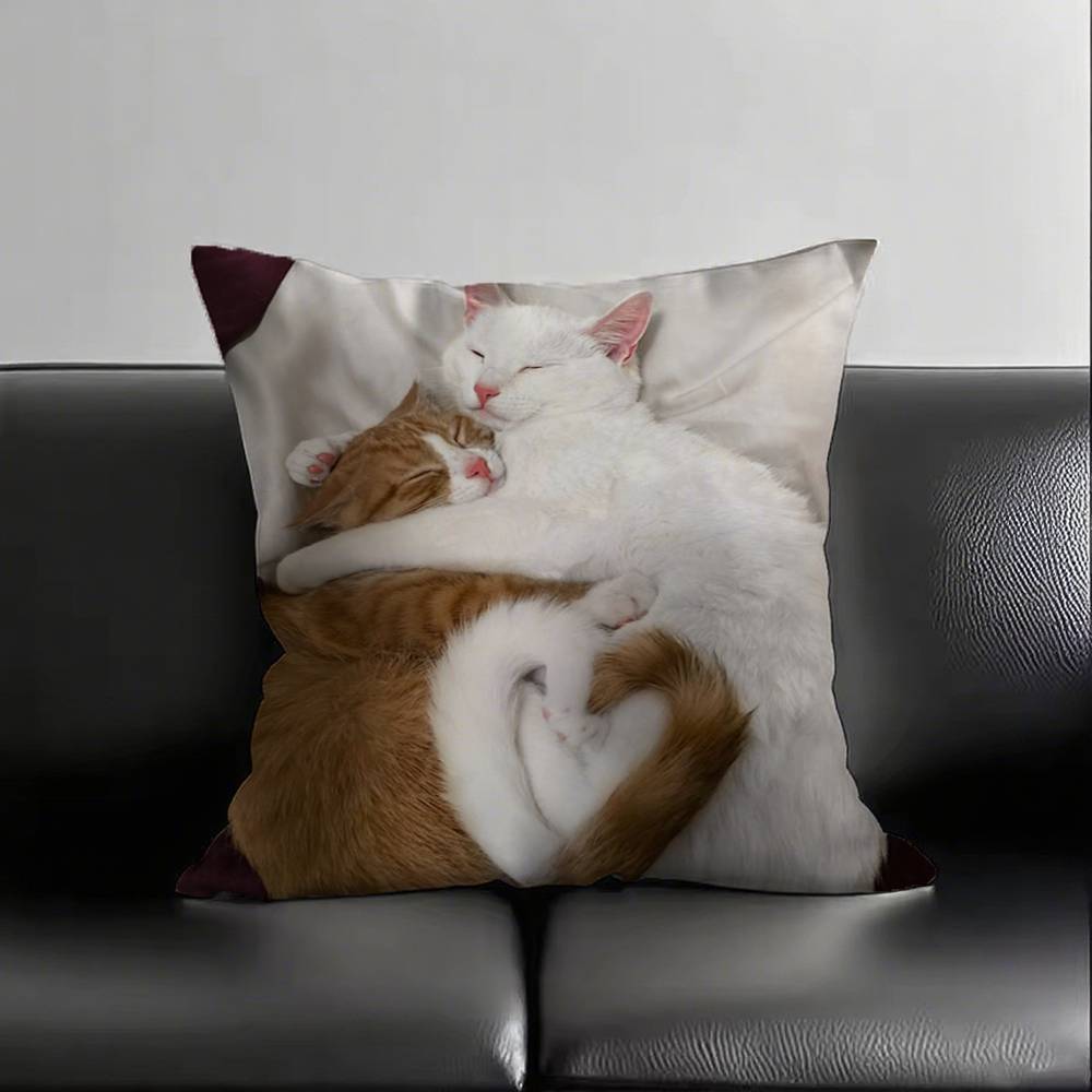 1pc Sleeping Kittens Pillow Case Square Bedroom Sofa Leisure Comfort Cushion Car Living Room Home Decoration
