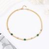 Catena Clavicola Acciaio Inossidabile Oro Intarsiato Diamante Pietra Naturale Colorata Acciaio Titanio Collana