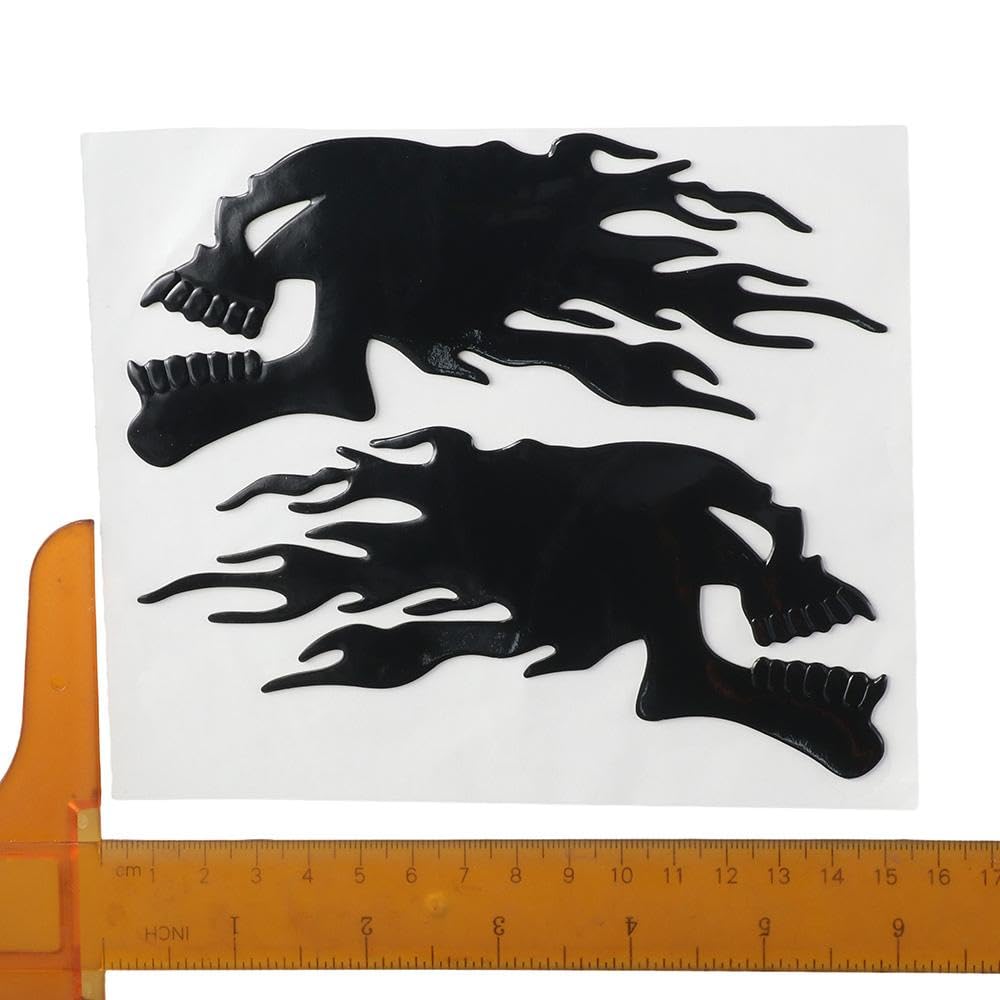 Qicarkey 4 Pcs 3D Skull Head Glossy Emblem Sticker Helmet Decoration Decal Skeleton Metal