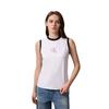 Calvin Klein Casual Cotton Color Block Sleeveless T-Shirt Women tops Moonlight-White 47B850G
