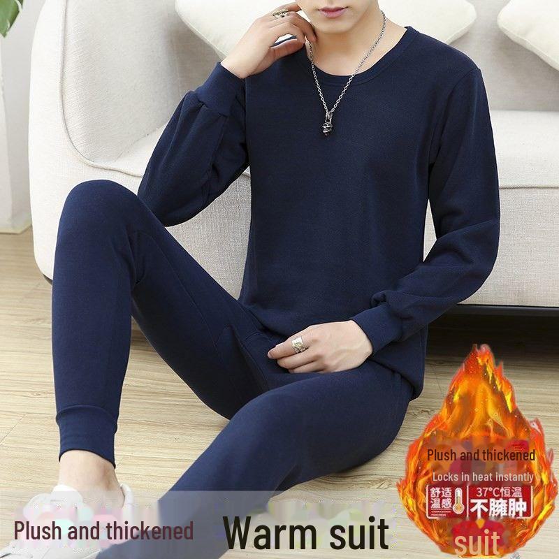 "Men's Plus Size Thermal Underwear Set - Half Turtleneck, Thick Velvet for Winter, Ideal for Middle-Aged and Elderly"