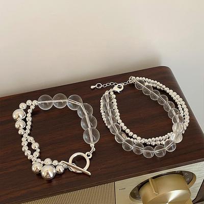Przezroczysty Koralikowy Łączony Metalowa Kula Wielowarstwowa Bransoletka Damska Unikalny Design Personalizowana Moda Wszechstronna Bransoletka Biżuteria
