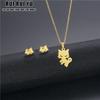 RUI RUI YU Lovely Animal Stainless Steel Jewelry Sets Cute Cat Pendant Necklace for Women Kids Small Kitten Earrings Dog Paw Wholesale