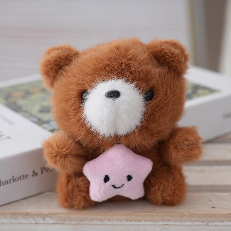 Plush Bear Keychain With Star Bag Pendant For Kids And Gift Use