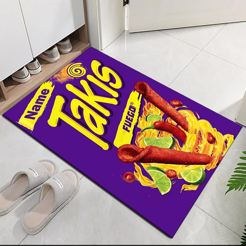 Tappeto Stampato Takis Fuego con Nome Personalizzato, per Sedia da Ufficio Soggiorno Camera da Letto Cucina Decorazioni Regali.