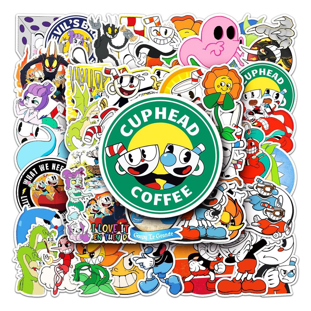 50 Tea Cup Head Doodle Personality Cartoon Game Guka Decorative DIY Skateboard Mobile Suitcase Stickers