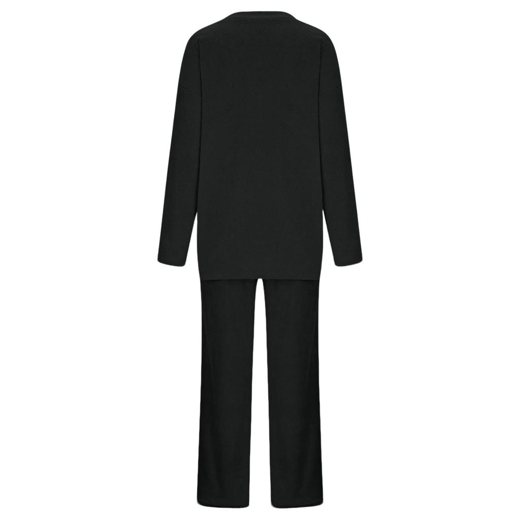 Women's Casual Fashion Comfortable Tops And Pants Home Warm Pajamas Set