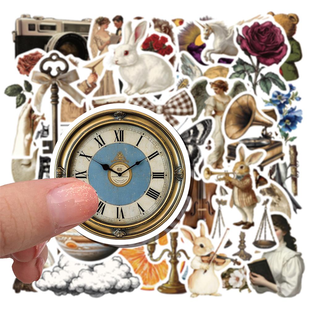 10/30/50PCS Vintage Cartoon Aesthetic Stickers Waterproof Decorative Stationery Phone Case Retro Decoration Decals Toys Toys