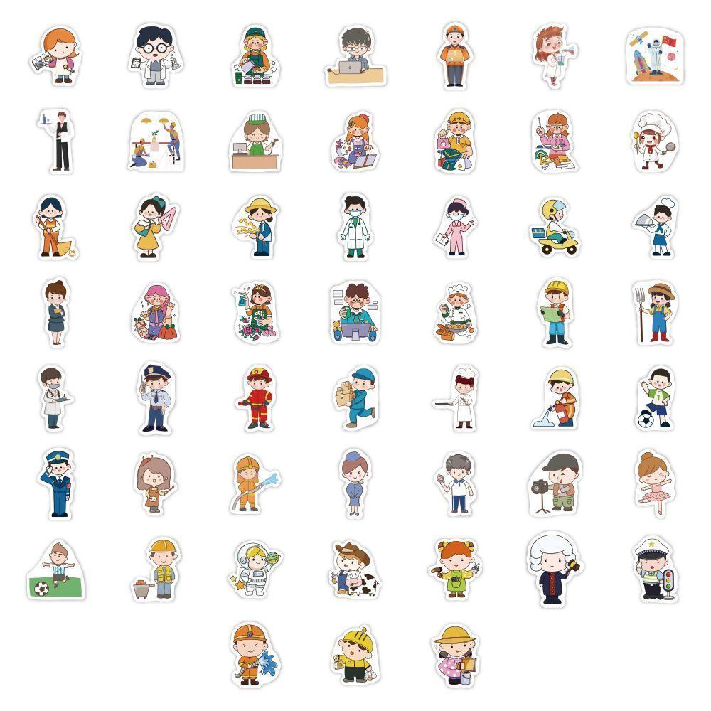 

60 шт. декоративных наклеек своими руками с изображением милых и забавных персонажей мультфильмов разных профессий, подходящих для украшения экранов мобильных телефонов [high definition printing + factory straight hair]
