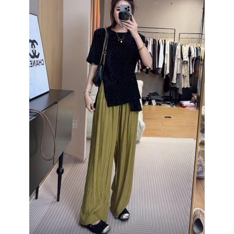 

Европейские товары Тонкий тенсел Дрожащие Повседневные Брюки С Высокой Посадкой Свободного Кроя Yellow XL