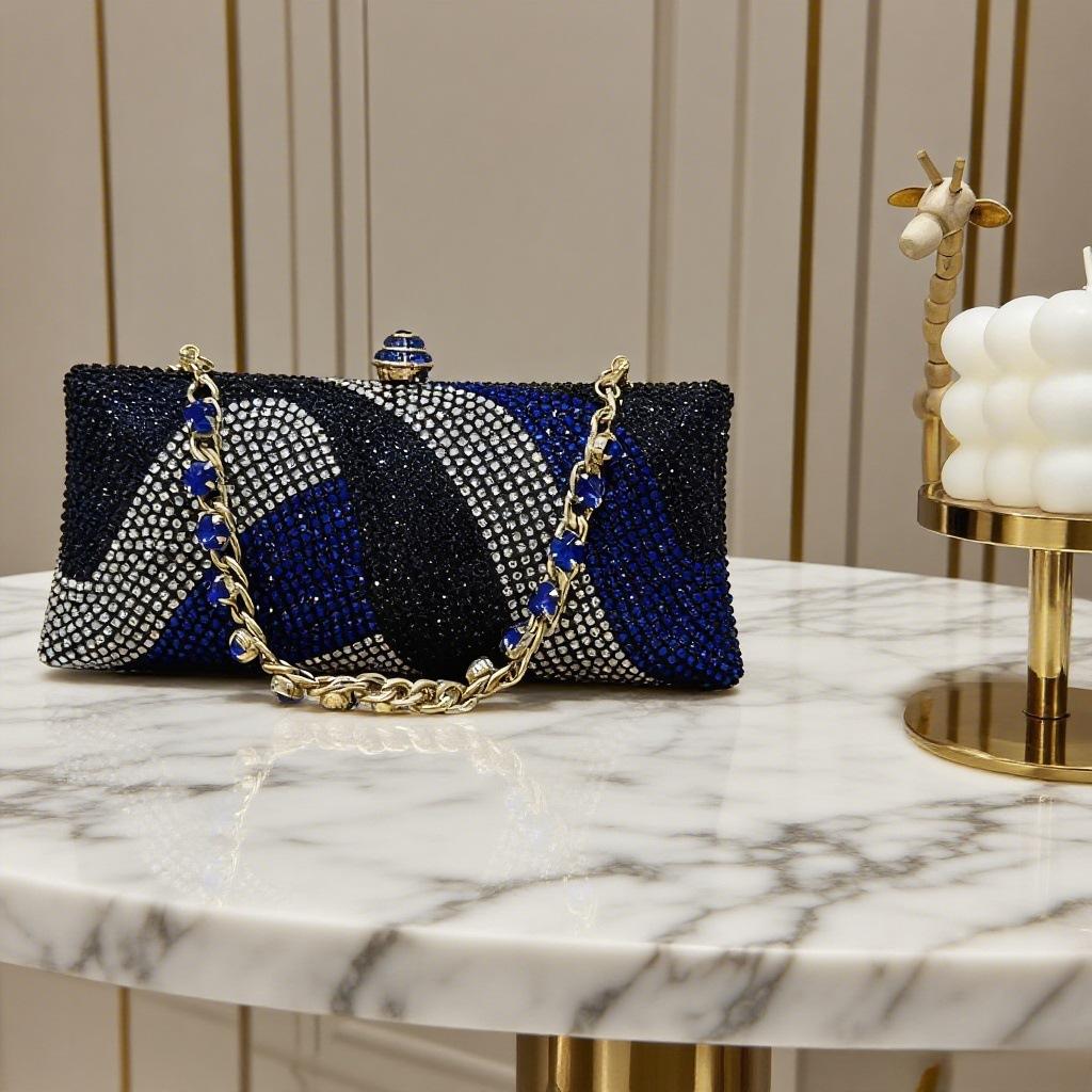 Dames Diner Tas Glanzend Volledig Diamant Horizontale Vierkante Clutch Tas Banket Licht Luxe High-End Avondtas