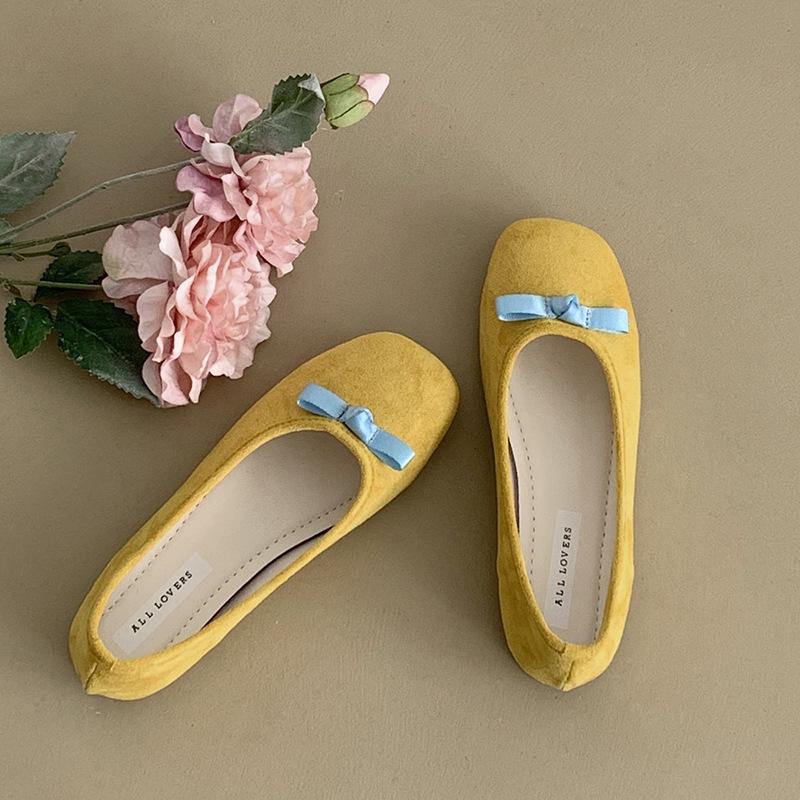 

Fashion Women s Round Toe Loafers Flats Fashion Casual Elegant Soft Comfortable Classic Office Shoes with Butterfly-Knot 35 жёлтый