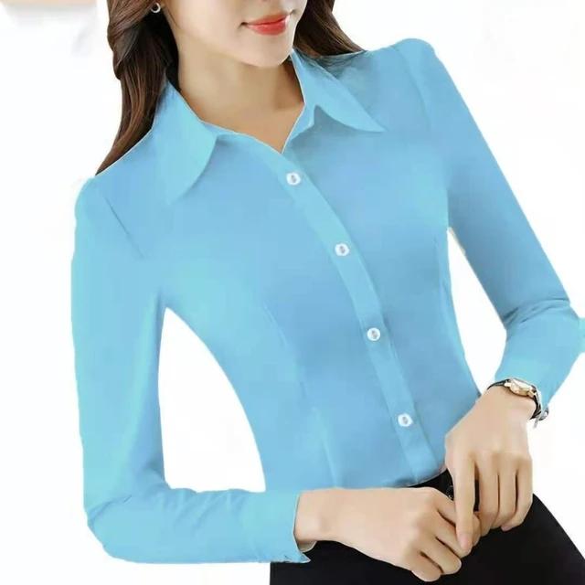 Dames vår- og høst casual langermet businessskjorte