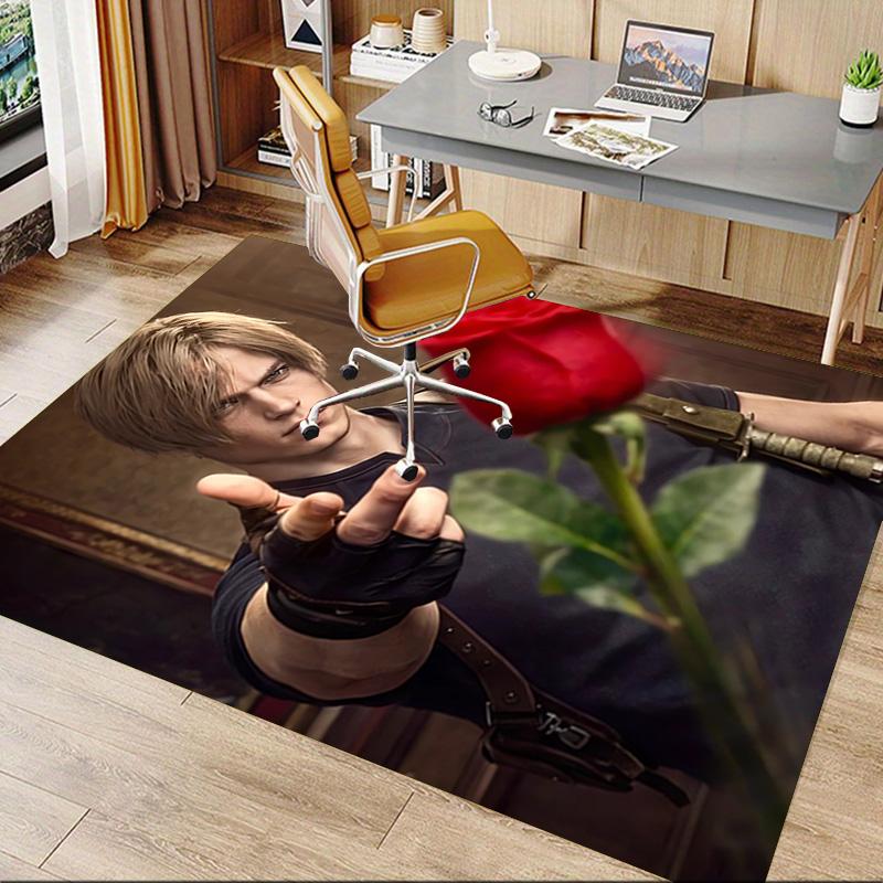 Resident Evil Leon'S Rose Carpet For Playroom Bedroom Living Room Sofa Home Decorkids Game Area Rug Nonslip Floor Mat