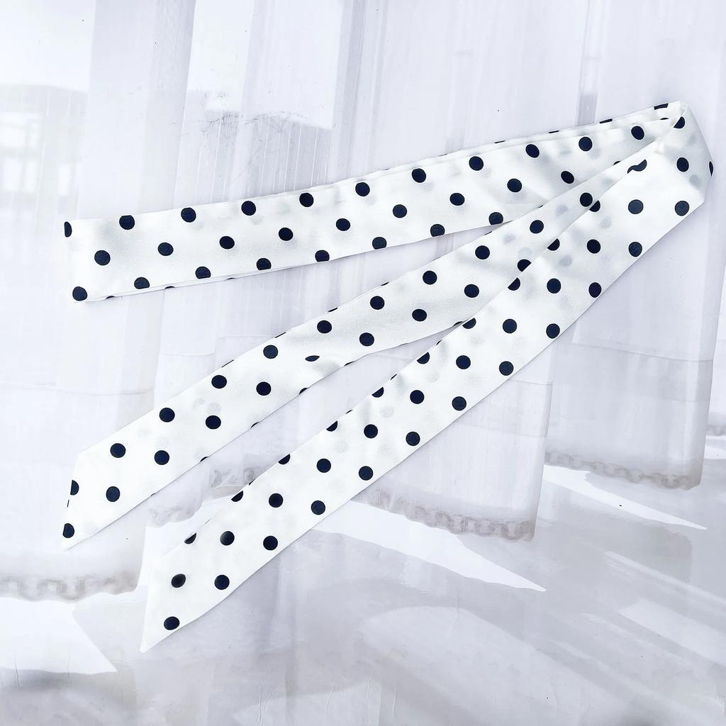 1pc Fashion Ribbon Polka Dot Scarf Printed Thin Scarf Headband Korean Style Neckerchief Long Scarves