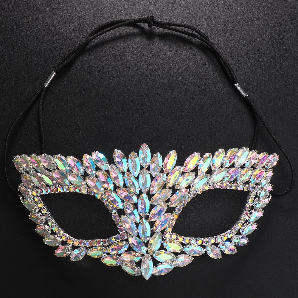 Stonefans Bling Masquerade Face Mask Crystal for Wonen Party Cosplay Carnival Adjustable Rave Statement Rhinestone Mask Jewelry