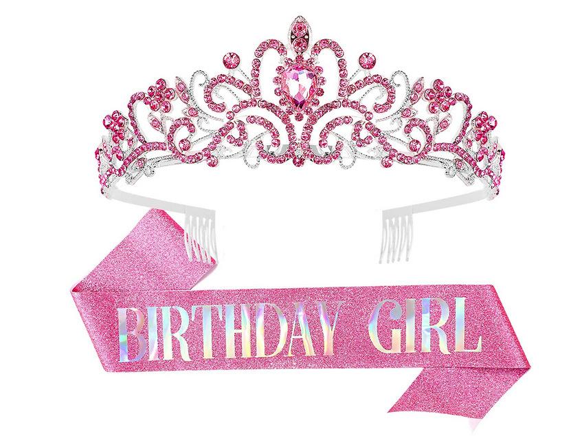 1/2set Birthday Shoulder Strap Crown Dress Up Set Birthday Queen/Girl Set Ceremony Shoulder Strap Party Decoration Supplies