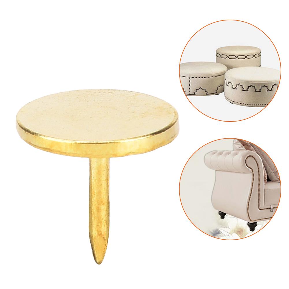 100Pcs Flat Head Upholstery Nail Round Antique Furniture Decorative Drawing PinYellow 9 x 8mm
