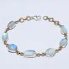 Natural Rainbow Moonstone 925 Sterling Silver Jewelry TwoTone Bracelet 7-8" J6u86