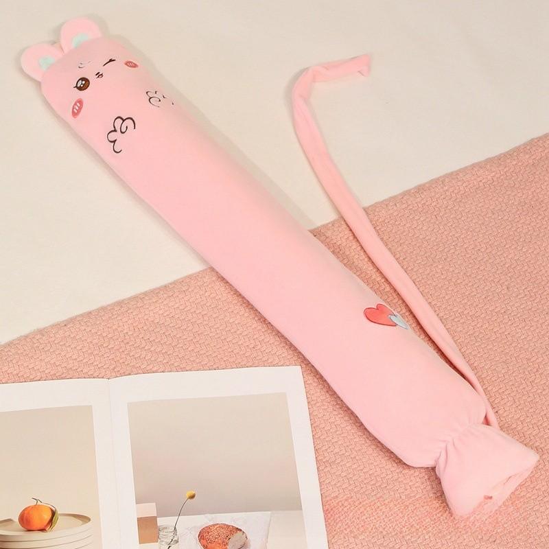 Cartoon Cat Shape Long Hot Water Bag With Soft Short Plush For Warmth And Gift Giving