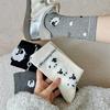 Cute Lamb Socks Women'S Three-Dimensional Flocked Mid-Leg Socks Trendy Pure Cotton Thin Cartoon Letter Stockings