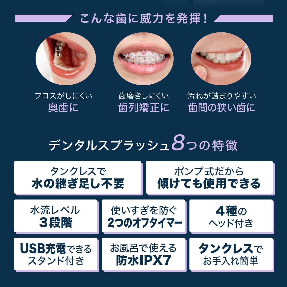 Dental Splash munnskyller Jet vannstrøm Trådløs vanntråd Munnskyller Tanntråd Munnspyler Pumpetype