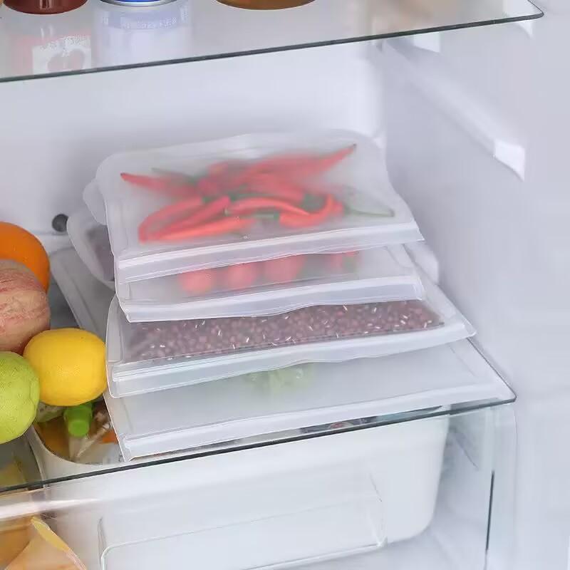 10Pcs Silicone Food Storage Bag Leakproof Reusable Stand Up Zip Shut Bag Cup Fresh Bag Food Storage Bag Fresh Wrap Silicone Bag