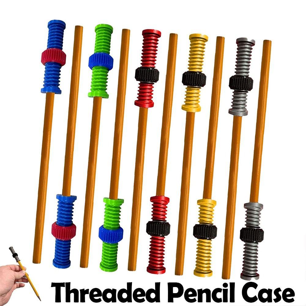 Stress Relief Threaded Pencil Case Relieve Anxiety Rotating Pen Cap  for School Office Home